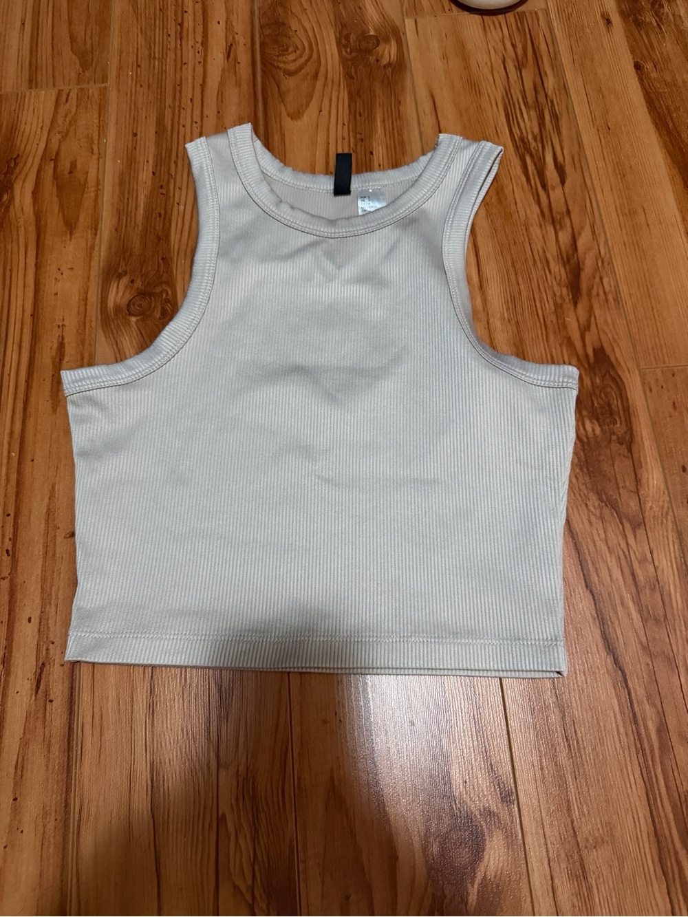 H&M Ribbed Racerback Crop Top - Beige